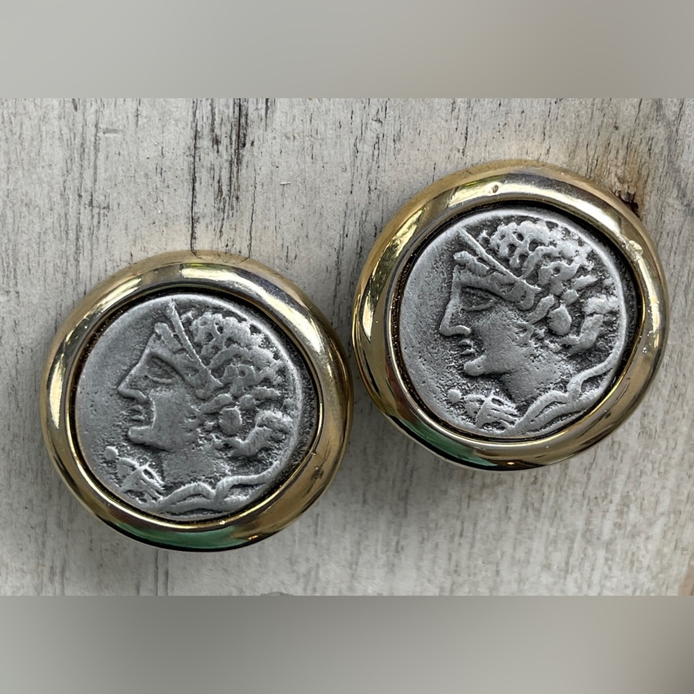Vintage Kenneth J Lane Roman Coin Clip Earrings